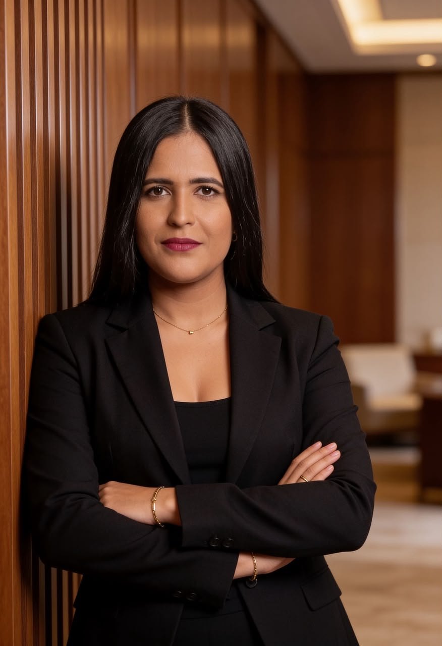 Rafaela Andrade, advogada trabalhista, em ambiente de escritório.